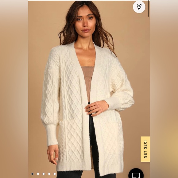 By the Fireside Cream Cable Knit Cardigan Sweater - Picture 1 of 5